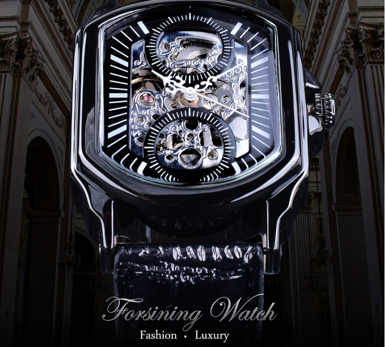 Men's Automatic Square Hollow Mechanical Watch