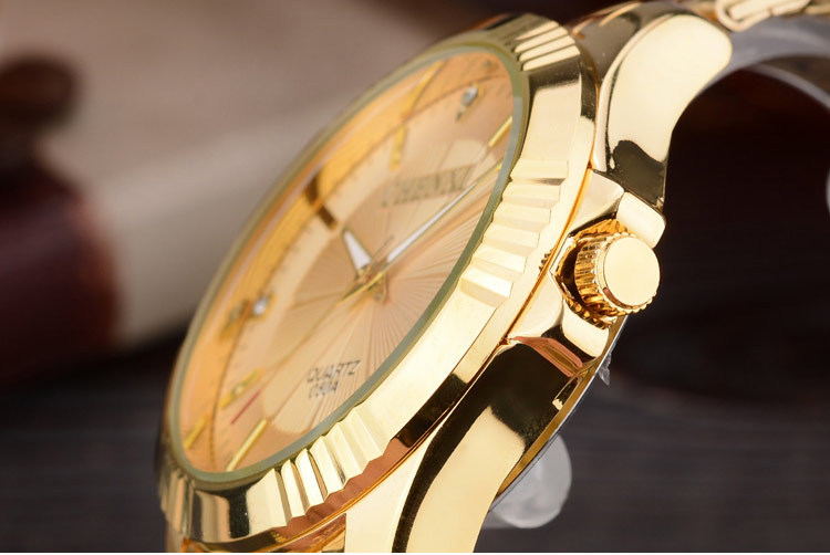 Luxury Brand Man Gold Dress Watch — Stainless Steel Quartz